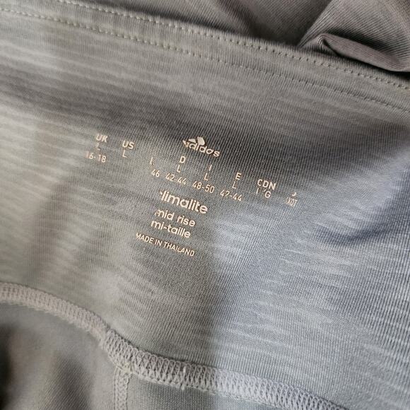 Adidas Cropped Leggings Womens Size Large Gray Mid Rise Climalite Pocket Stretch - Picture 5 of 5